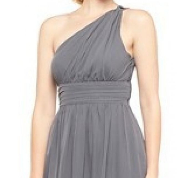 Chiffon Grey One Shoulder Maxi Long Gown - Picture 1 of 5